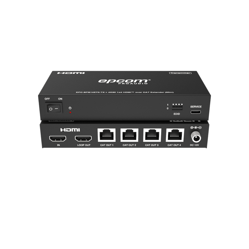 Splitter Extensor 1x4 | 4K@60Hz a 60m | 4K@30Hz a 70m | Cable Cat6 | EDID | HDCP 2.2 | Salida Loop
