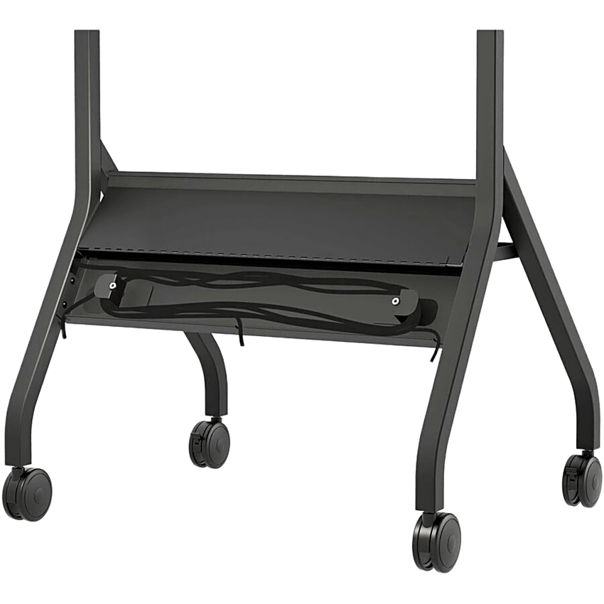 Carro Móvil para Pantalla Plana / 43" a 75"+ Displays / Altura Ajustable 49.8"-65.8" (126.5-167.1 cm) / Capacidad 150 lb (68 kg) / 4 Ruedas Dobles 4" (102 mm) / Gestión de Cableado Interno / Estructura Tubular / Incl