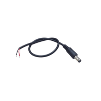 Cable con Conector Macho (Pigtail)  | Forro negro | Alimentación para Vcc con Puntas Libres / Polarizado / Largo 22 cm (8.66 Pulgadas) / Calibre 22AWG.
