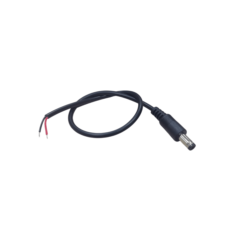 Cable con Conector Macho (Pigtail)  | Forro negro | Alimentación para Vcc con Puntas Libres / Polarizado / Largo 22 cm (8.66 Pulgadas) / Calibre 22AWG.