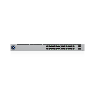 Switch UniFi Capa 2 / 24 Puertos Gigabit / 16 Puertos PoE+ 802.3af/at / 95W Total / 2 Puertos SFP 1G / Pantalla LCM / Sin Ventilador