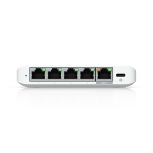 USW Flex Mini 2.5G Switch de 5 puertos 2.5G, Compacto, para Escritorio, se puede Energizar por PoE o con un Adaptador tipo USB-C