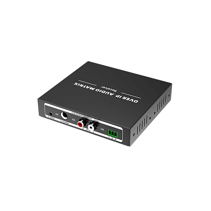 Extensor de Audio sobre IP | PCM 2.0 | 120 m | Matriz Flexible 1 a 1 / 1 a N / N a N | Interfaces Profesionales | Protección ESD | Solo Receptor