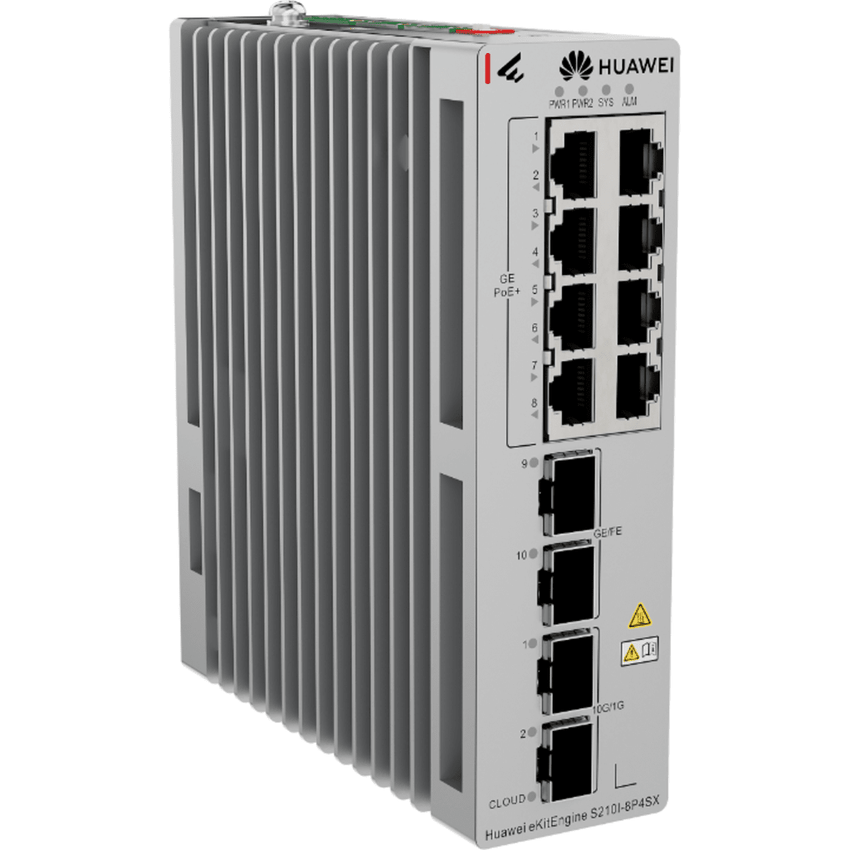 Switch Industrial eKit / 8 Puertos PoE+ Gigabit + 2 SFP + 2 SFP+ / Montaje en Riel DIN / Fuente Redundante 1+1 : 54 a 57 VCD / Libre de licenciamiento / Gestión gratuita desde la Nube / Presupuesto PoE 220 W