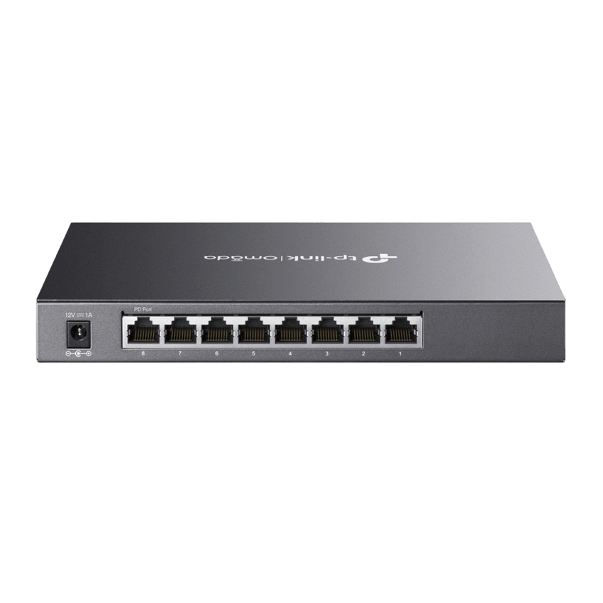 Switch Administrado Gigabit 8 Puertos / Omada SDN / 16 Gbps Capacidad Switching / Gestión Cloud y Local / VLAN / QoS / ACL / Sin Ventiladores / Montaje Pared-Escritorio