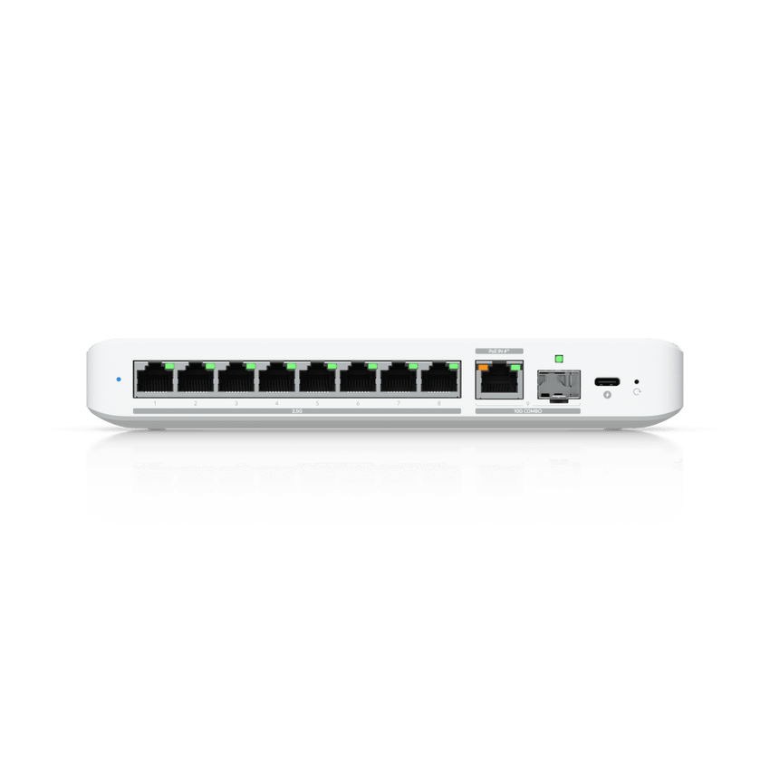 USW Flex 2.5G Switch de 8 Puertos 2.5GbE, con un Puerto de Enlace Ascendente Combinado RJ45/SFP+ de 10 GbE, Incluye Adaptador ca/cc