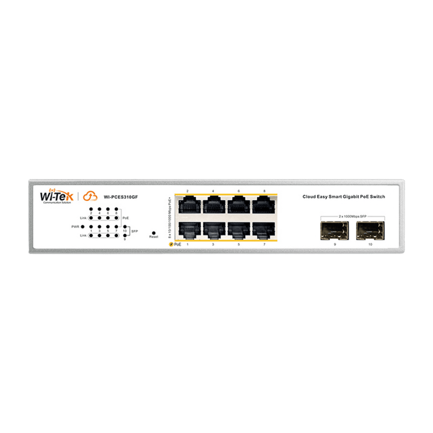 Switch Administrable PoE  / 8 puertos PoE af/at Gigabit /  2 x SFP Gigabit / Administración Cloud Gratuita / Presupuesto 120 W