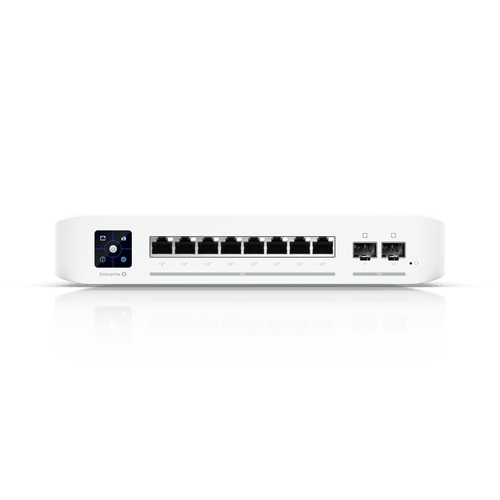 UniFi Switch Empresarial Capa 3 de 8 Puertos PoE 802.3af/at 2.5G + 2 Puertos 1/10G SFP+, 120W, Pantalla Informativa