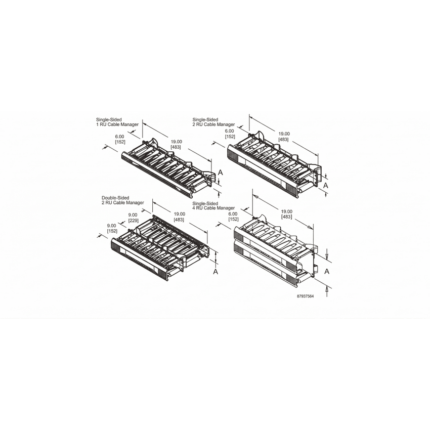 Organizador de Cables Horizontal CableTek, Sencillo (Solo Frontal), Para Rack de 19in, 2 UR
