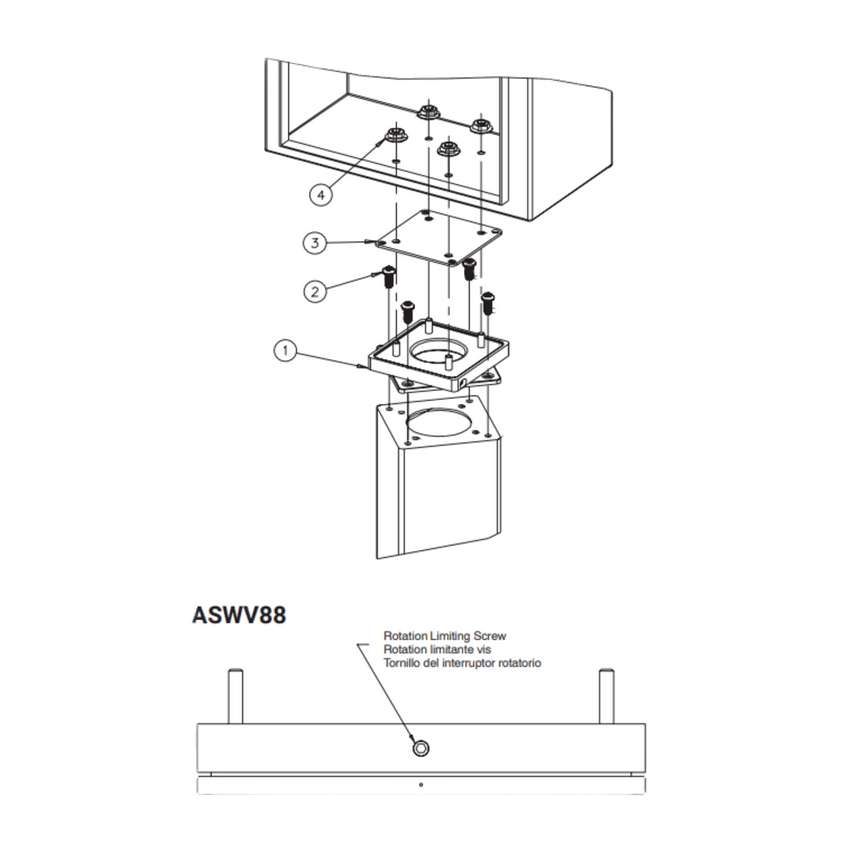 Base Giratoria (Swivel) de Aluminio para Pedestal HMI, Rotación de 350°, 4 x 4 Pulgadas / Carga Máxima 45.4 kg / Apertura Central Grande / 27 x 102 x 102 mm (1.06 x 4.00 x 4.00 in)