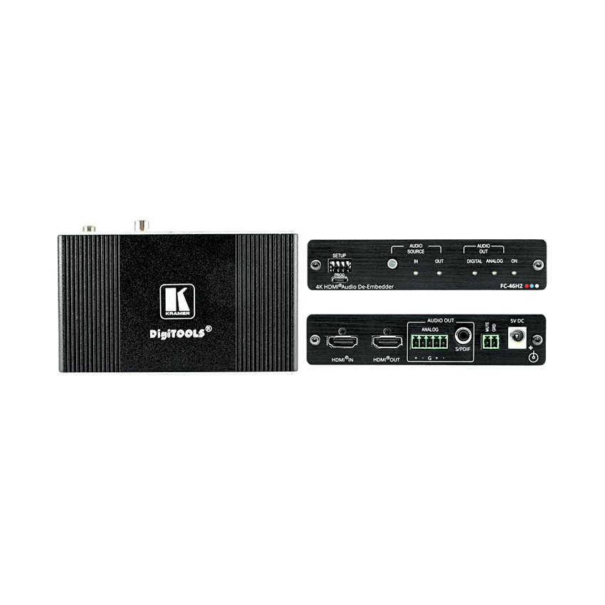 Desembebedor de Audio HDMI Profesional | 4K/60 UHD (4:4:4) | 18 Gbps | HDR | HDCP 2.2 | Salidas S/PDIF y Audio Balanceado | ARC | Gestión EDID Inteligente | Kramer re-Klocking | DigiTOOLS Compacto