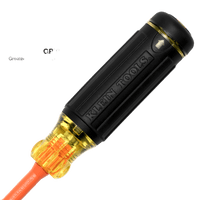 Destornillador Aislado 6-en-1 Auto-Lock / Aislado 1000V CAT III / Almohadilla de agarre / Almacenamiento de brocas integrado / Bits Philips #1 #2 / Slotted 3/16" 1/4" / Square #1 #2