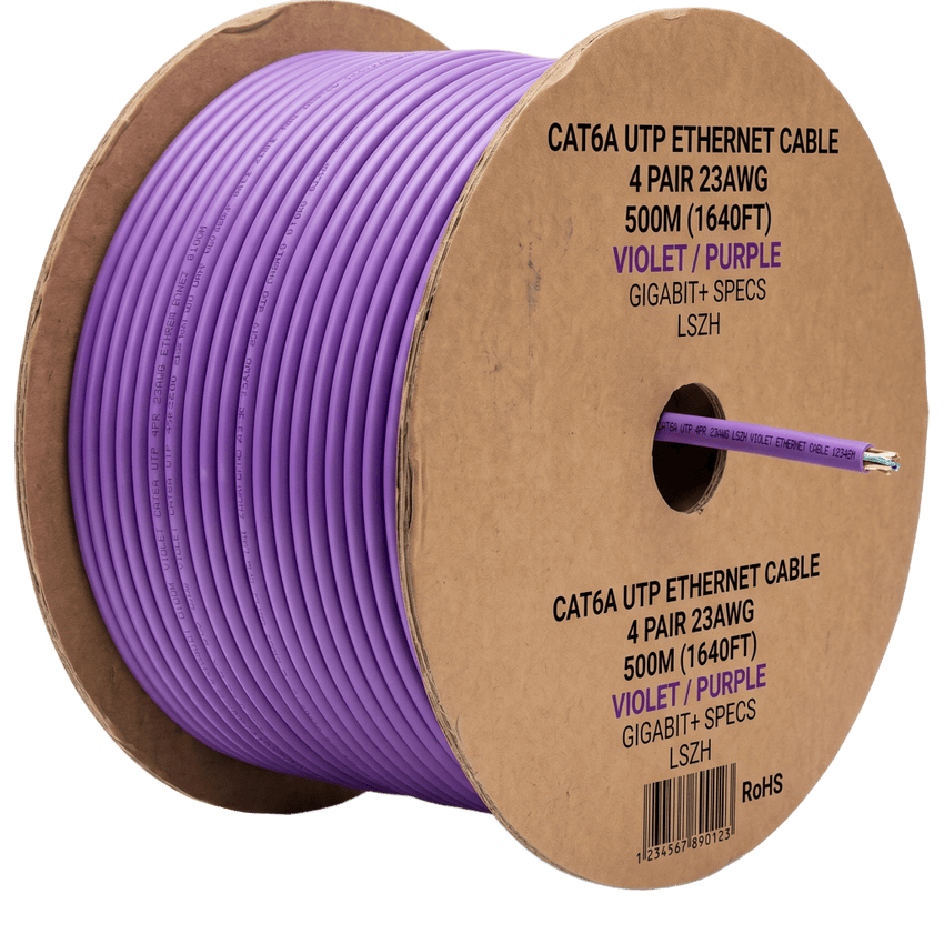 Bobina de Cable UTP de 4 Pares, Vari-MaTriX HD, Cat6A, 23 AWG, CMR (Riser), Color Violeta, 305 Metros (1000 Pies)