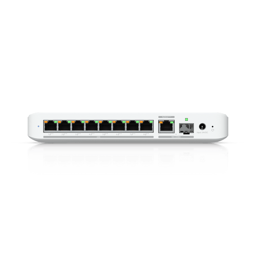 USW Flex 2.5G PoE Switch de 8 Puertos 2.5GbE PoE++, con un Puerto de Enlace Ascendente Combinado RJ45/SFP+ de 10 GbE (No incluye Adaptador ca/cc)