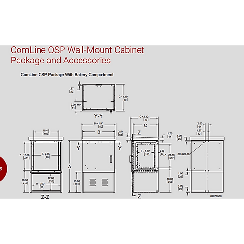 Gabinete Para Exterior OSP ComLine de 12 UR con espacio para Baterías, 600 mm de Ancho, 500 mm de Profundidad De Aluminio, Color Gris Claro Con Protección NEMA 4/12/4X/3/3R; IP66