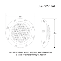 Luminario Sumergible /Luz Blanca 6500 K / 18W / 2340 lm / IP68 / Ø290mm x 62mm / No Dimeable / Uso Exterior.