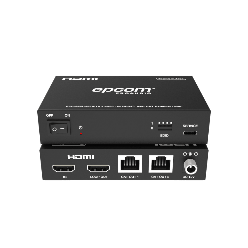 Splitter HDMI 1x2 | 4K@60Hz a 60m | 4K@30Hz a 70m | Cable Cat6 | EDID | HDCP 2.2 | Salida Loop