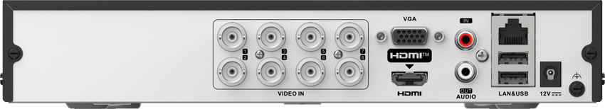DVR  8 Canales TurboHD + 8 Canales IP / 8 Megapíxel (4K) / Audio Bidireccional / ACUSENSE Lite / 1 Bahía de Disco Duro / H.265+ / Salida en Full HD