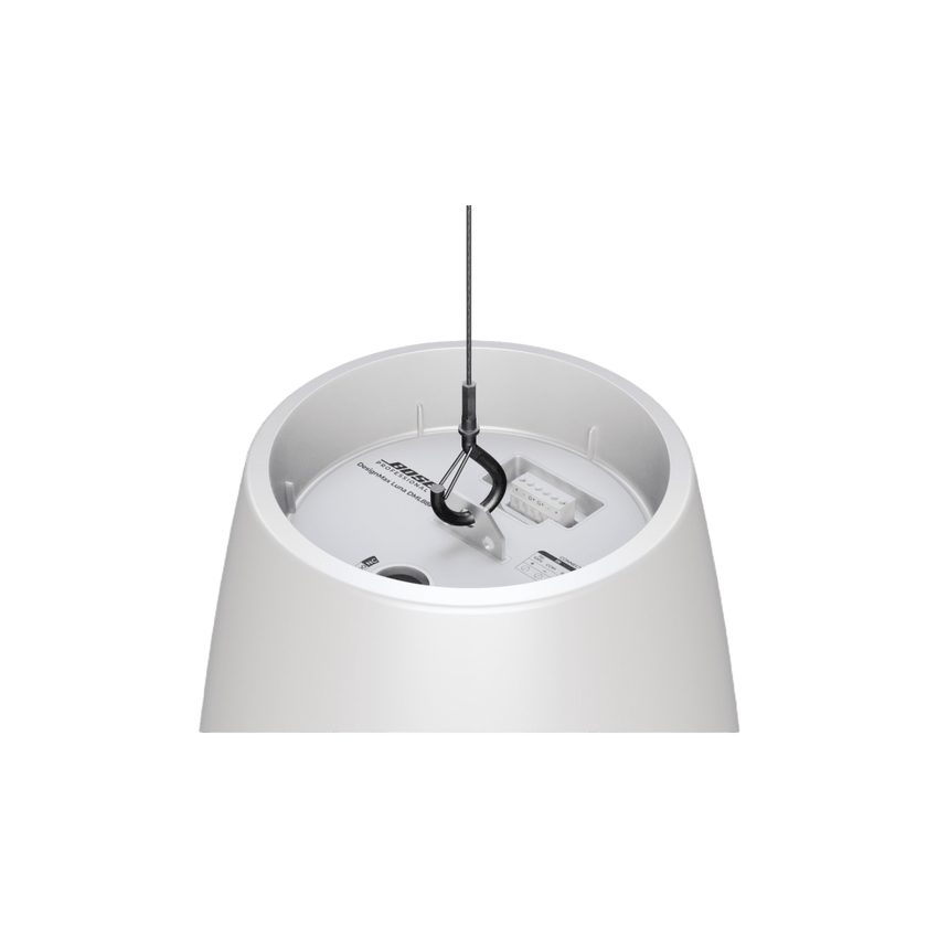 Altavoz Colgante Luna | Designmax | Sistema de Rango Extendido | Array Circular Ring Array™ 8 Drivers | Woofer 8" Integrado | Cobertura 140° | Color Blanco