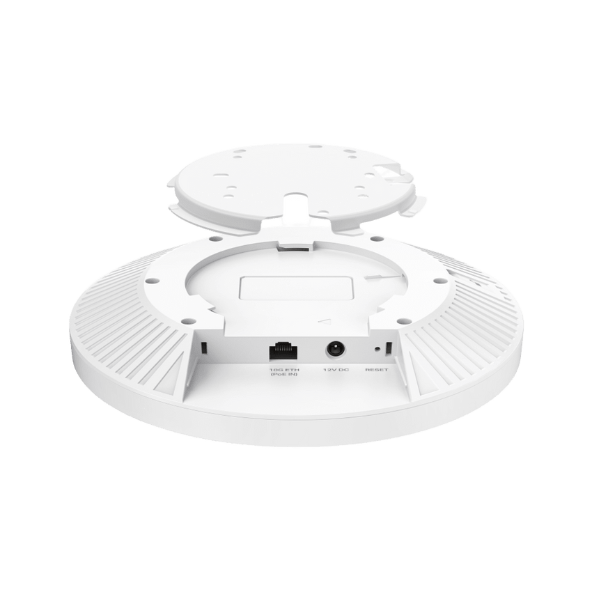 Punto de Acceso Omada / Wi-Fi 7 BE12000 MU-MIMO 4x4 / 1 Puertos 10/2.5 Gbps / Mesh Omada / Operaciones Multiencale (MLO) / Configuración por Controlador o Stand-Alone / Para Montaje en Techo/pared / Alimentación PoE+