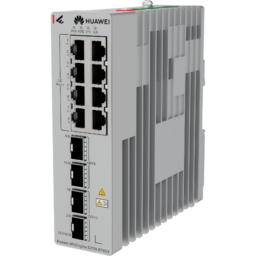 Switch Industrial eKit / 8 Puertos PoE+ Gigabit + 2 SFP + 2 SFP+ / Montaje en Riel DIN / Fuente Redundante 1+1 : 54 a 57 VCD / Libre de licenciamiento / Gestión gratuita desde la Nube / Presupuesto PoE 220 W