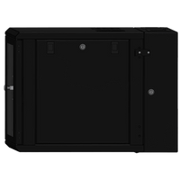 Gabinete Rackeable / 09 Unidades / Pared 19 Pulgadas / Puerta de Cristal / Acero Calibres 18-22 / Carga 80 kg / Dimensiones 634x632x468 mm (25x24.9x18.4 in) / Abatible 120° / Ventilación
