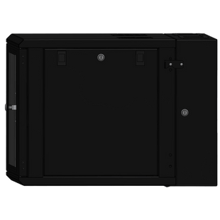 Gabinete Rackeable / 09 Unidades / Pared 19 Pulgadas / Puerta de Cristal / Acero Calibres 18-22 / Carga 80 kg / Dimensiones 634x632x468 mm (25x24.9x18.4 in) / Abatible 120° / Ventilación
