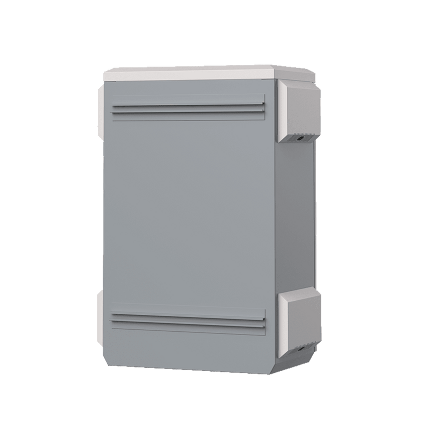 Gabinete de Acero Ventilado para Exterior 380 x 660 x 240 mm con Rieles DIN y 4 Placas Laterales para Montaje de Equipos por Fuera