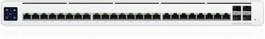 UISP Switch Pro – Switch PoE de 220 W (27 V) con 24 Puertos GbE, 16 Puertos PoE Pasivo 27 V y 4 Puertos SFP+ 10G