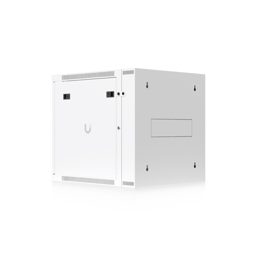 UACC Rack Cabinet 12U (600 x 703 mm) - Gabinete Cerrado para Montaje en Pared con Puerta Frontal de Vidrio Templado, Puerta Trasera Abatible (Swing-Out) y Paneles Laterales Removibles con Llave
