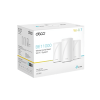 KIT 3 Routers Inalámbrico MESH Interior para Hogar / Triple Banda Wi-Fi 7 BE9300 Mbps / 2 Puerto 2.5 Gigabit WAN/LAN / 4 Antenas Internas / Operación Multi-Link MLO / Administración Mediante la App Deco (iOS, Android) / HomeShield