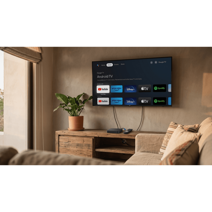 STB 4K Android con Google TV / Alto Rendimiento / Conexión Wi-Fi y por Cable / Control Remoto Bluetooth / Salida HDMI / Software de Gestion para ISP´s