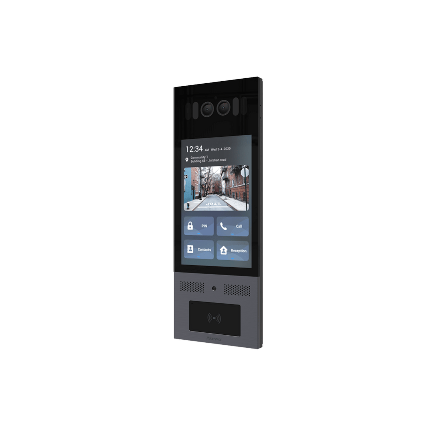 Frente de Calle Antivandálico IK10 / Incluye montaje / Administración 100% en la Nube / Notificación a APP / Llamada Telefónica / ANDROID / SIP / ONVIF /Reconocimiento Facial / QR y PIN para Visitas / IP66 / Bluetooth / NFC