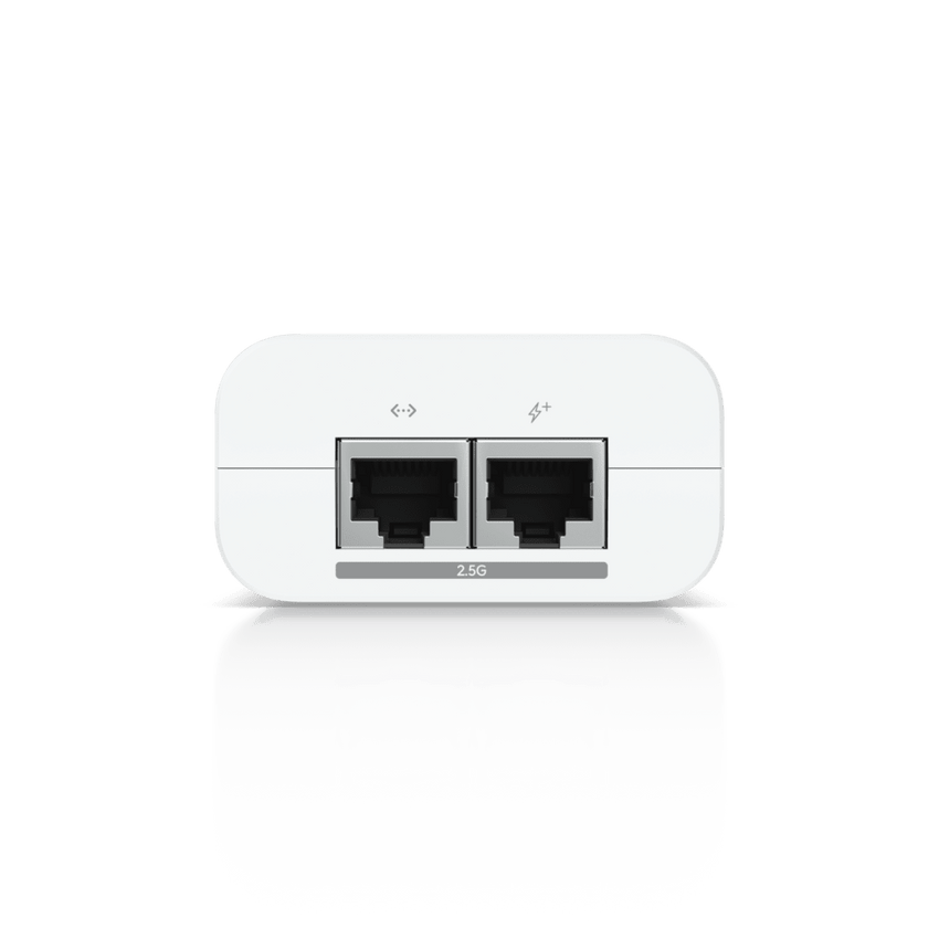 Adaptador PoE+ 2.5G / hasta 30 W / 48V 0.65A / (2) Puertos RJ45 MultiGigabit 2.5G / Salida PoE+ / LED Indicador / Ideal para APs UniFi WiFi 7 / / Protección contra Sobretensiones