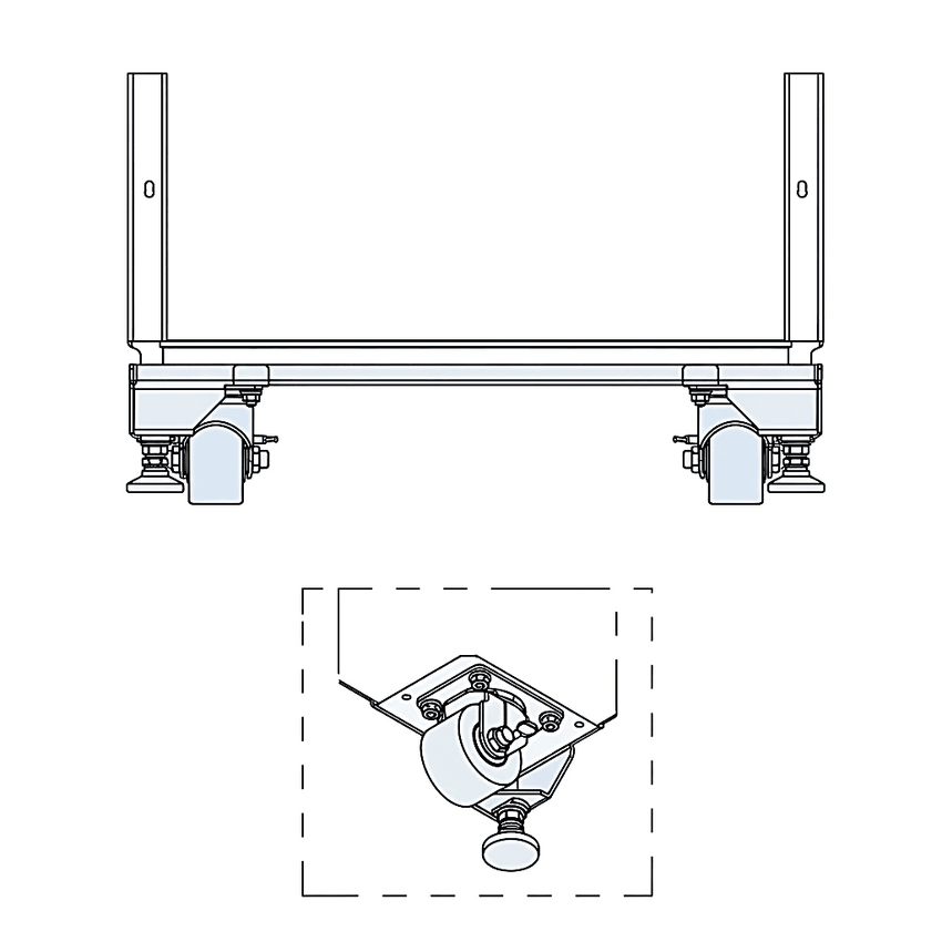 Kit de 4 Ruedas y Niveladores Para Gabinete Proline S1 Trabajo Ligero 900 lb / Material Compuesto Negro / Movilidad Interior