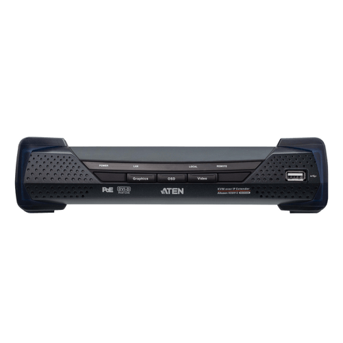 Receptor KVM por IP | DVI-D Dual Link 2K | PoE | Resolución 2560x2048 | SFP 10 km | AES-128 | Audio Estéreo | RS-232 | Montaje Rack