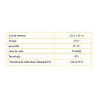 Motor inalámbrico RTS alimentación 110V para persianas, ventana de 3 mts ancho y alto 4 máximo
