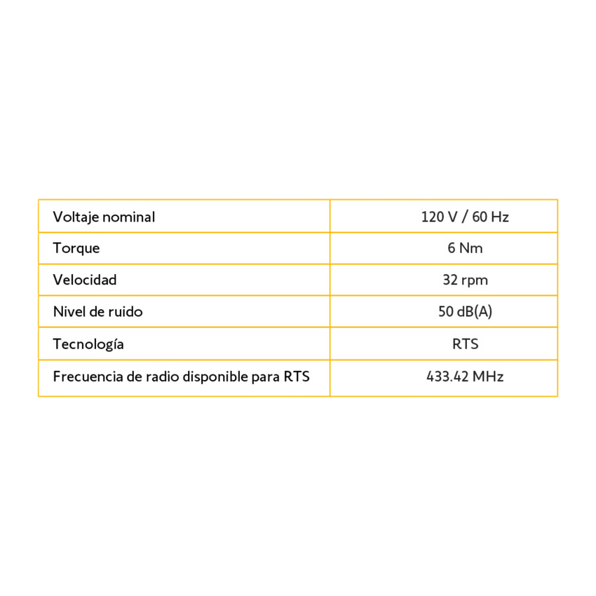 Motor inalámbrico RTS alimentación 110V para persianas, ventana de 3 mts ancho y alto 4 máximo