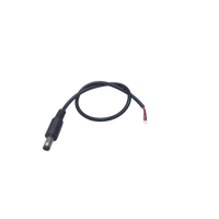 Cable con Conector Macho (Pigtail)  | Forro negro | Alimentación para Vcc con Puntas Libres / Polarizado / Largo 22 cm (8.66 Pulgadas) / Calibre 22AWG.