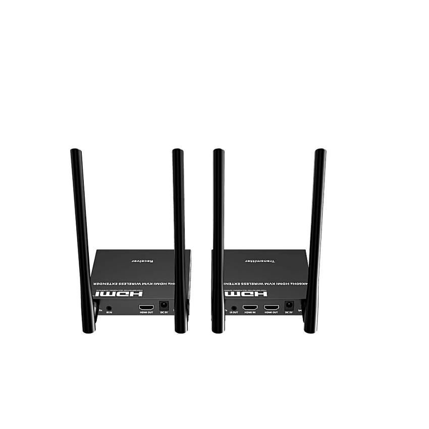 Extensor Inalámbrico HDMI| Con KVM | 4K@60Hz 4096x2160 | Tecnología ipcolor | Banda 5G 5.18-5.24 GHz | Distancia 50 m | Conexión de Hasta 1 a 4