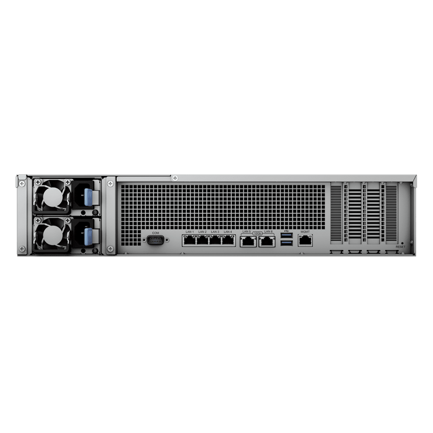 Servidor de Almacenamiento FlashStation FS3410 | 24 Bahías SSD SATA 2.5" | Intel Xeon D-1541 8 Núcleos | 16 GB RAM (Ampliable a 128 GB) | 356,500 IOPS Lectura | 129,400 IOPS Escritura | 4 Puertos 1GbE + 2 Puertos 10GbE