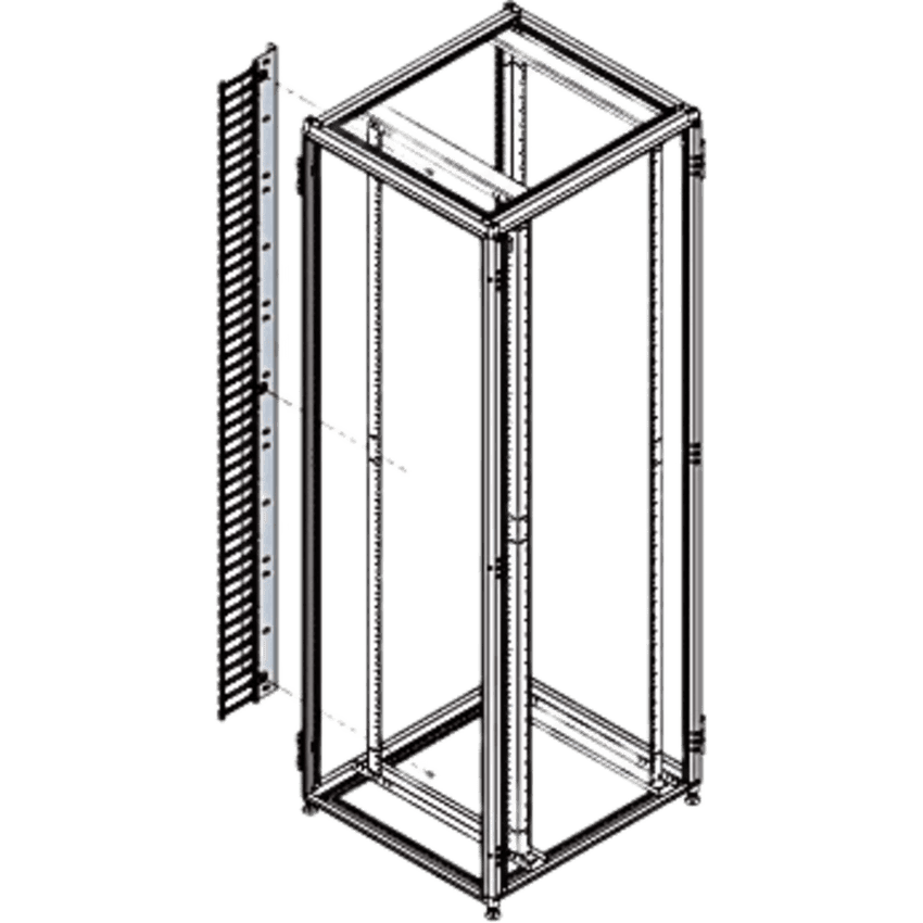 Organizador Vertical de Cables para Rack 45 UR (79 in) / Acero Negro RAL 9005 / Sección 95x208 mm (3.7x8.2 in) / Capacidad 726 Cables / Dedos cada 1.75 pulg / ProLine S1 HOFFMAN