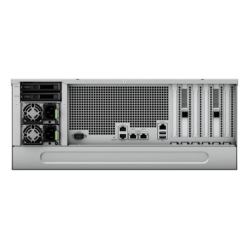 Servidor de Almacenamiento Synology HD6500 High Density 4U | 60 Bahías | Expansión hasta 300 Unidades | Procesadores Dual Intel Xeon Silver 10 Núcleos | Memoria DDR4 ECC RDIMM hasta 512 GB | Redes 10/25GbE | Fibre Channel | Garant&amp