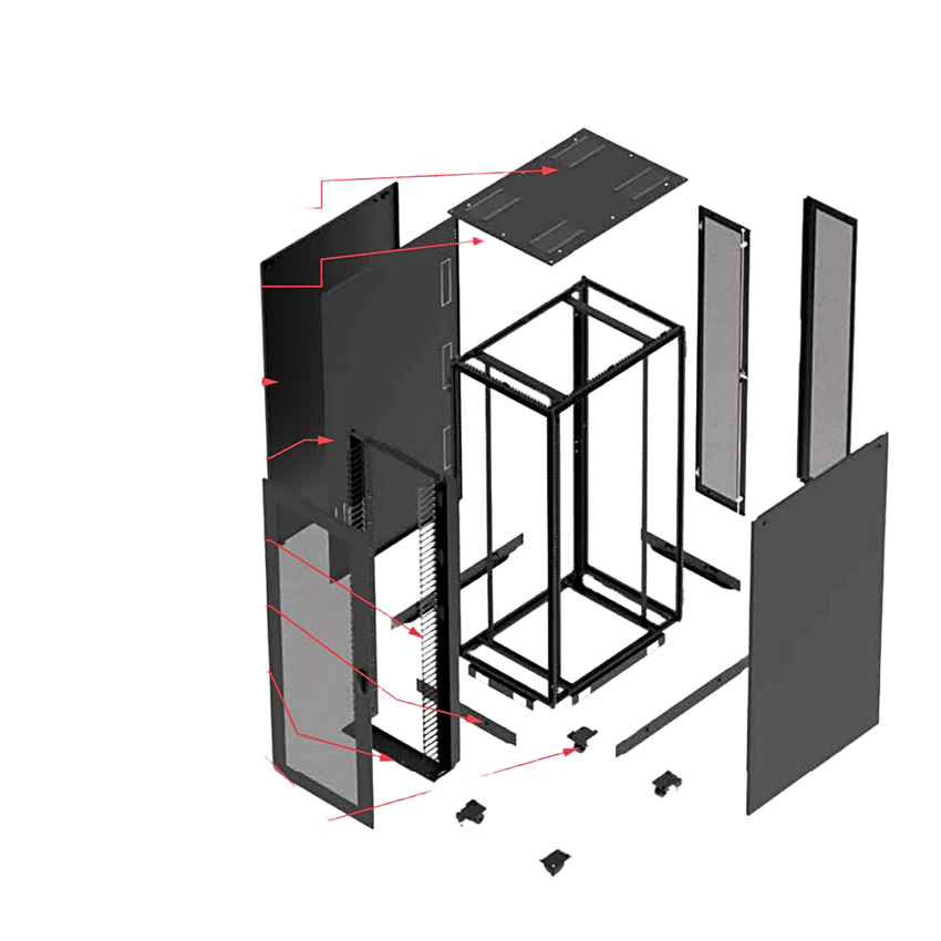 Gabinete para Servidor ProLine S1, 45U, Dimensiones 2150 x 600 x 1200 mm, Acero Negro RAL 9005, Base con Ruedas/Niveladores, Incluye Soporte para Regletas, Manejo de Cableado y Flujo de Aire
