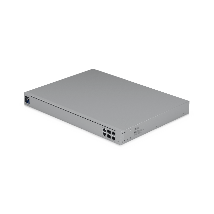 UniFi Enterpirse Router Empresarial de Alto Rendimiento / 12.5 Gbps IDS/IPS / Firewall de Capas Aplicativa / 5 Puertos WAN Máx. (1x25G SFP28, 1x2.5 GbE RJ45) / Conexión VPN Avanzada / Redundancia PSU Hot-Swappable / Montaje en Rack 1U