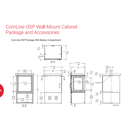Gabinete Para Exterior OSP ComLine de 18 UR con espacio para Baterías, 600 mm de Ancho, 500 mm de Profundidad De Aluminio, Color Gris Claro Con Protección NEMA 4/12/4X/3/3R; IP66