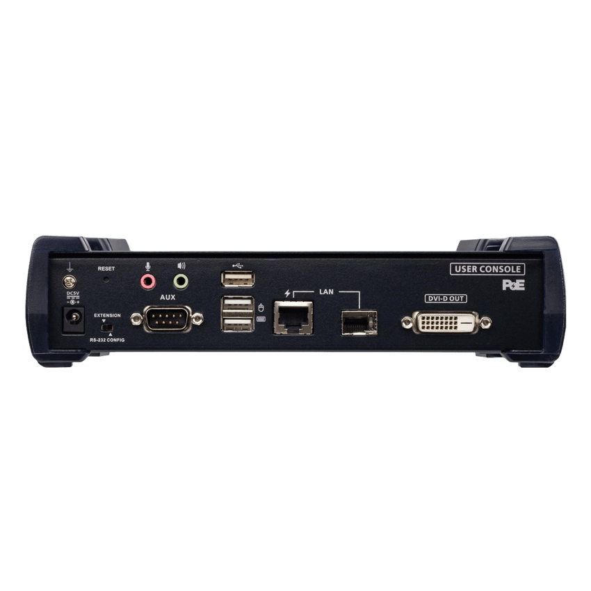 Receptor KVM por IP | DVI-D Dual Link 2K | PoE | Resolución 2560x2048 | SFP 10 km | AES-128 | Audio Estéreo | RS-232 | Montaje Rack