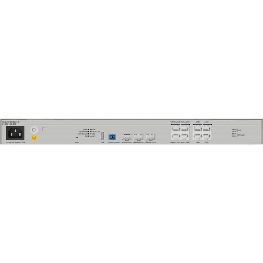 OLT Mini FTTh eKit 2 Puertos GPON (Incluye módulos C+) + 1 Puerto Uplink XGS-PON + 4 Puertos WAN/LAN Gigabit + 4 Puertos LAN Gigabit  / All-In-One (Router, Switch, OLT, Controladora) / Libre de licenciamiento