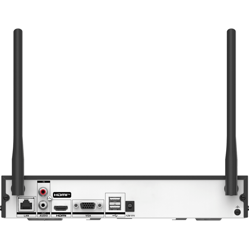 NVR 4 Megapixel / 4 canales IP / 1 Bahía de Disco Duro / 2 Antenas Wi-Fi / Salida de Vídeo Full HD