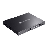 Switch L2+ Gestionado Omada / 24 Puertos Gigabit RJ45 + 4 Puertos 10G SFP+ / 16 Puertos PoE+ (30W) + 8 Puertos PoE++ (90W) / 128 Gbps Capacidad / 95.23 Mpps Forwarding / 500W PoE Budget / SDN Cloud Management